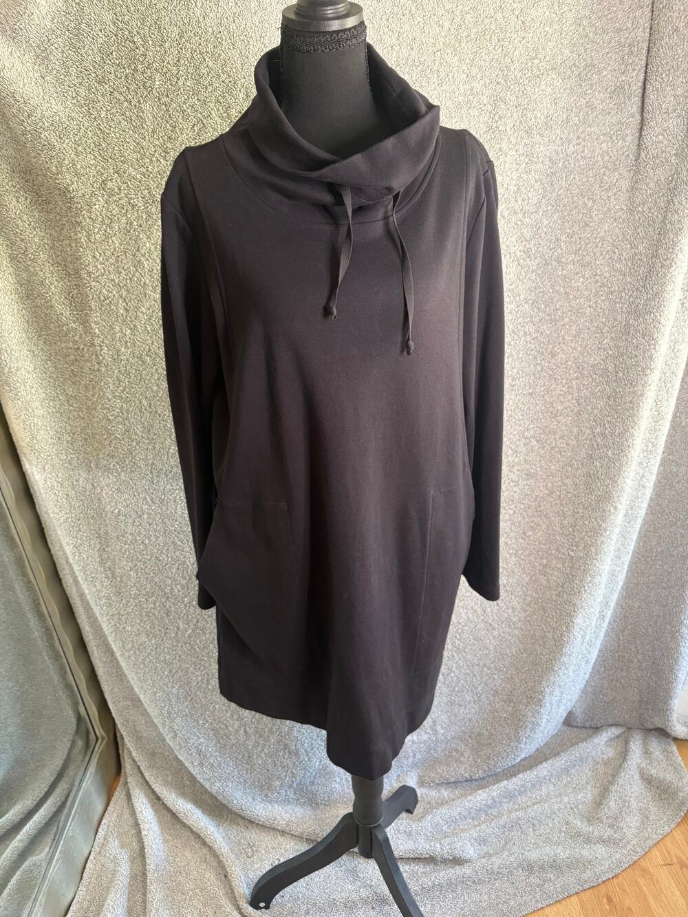 Eileen Fisher Black Organic Cotton Tunic Dress M Lagenlook